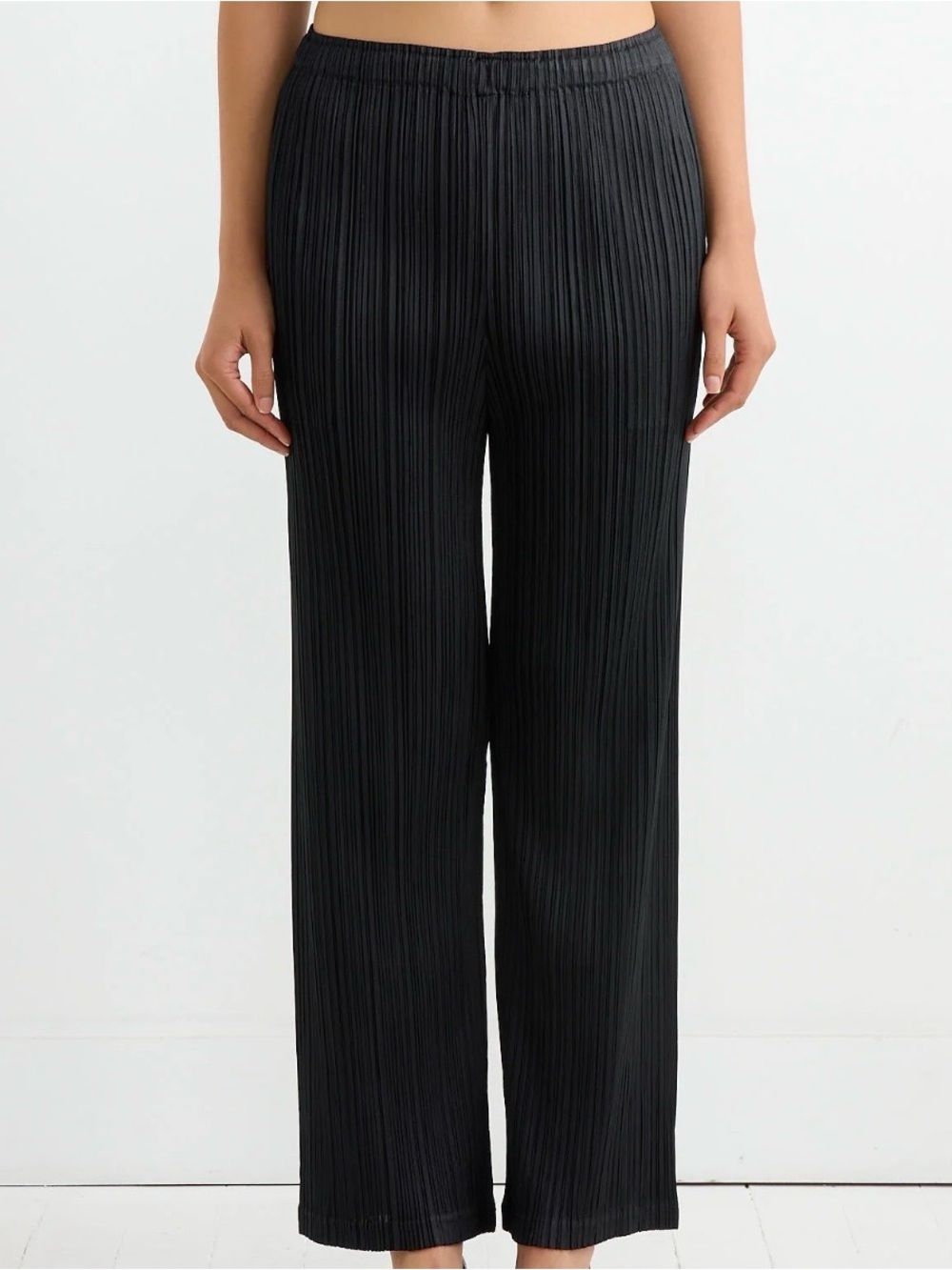 Issey Miyake Black Pleated Wide-Leg Pants